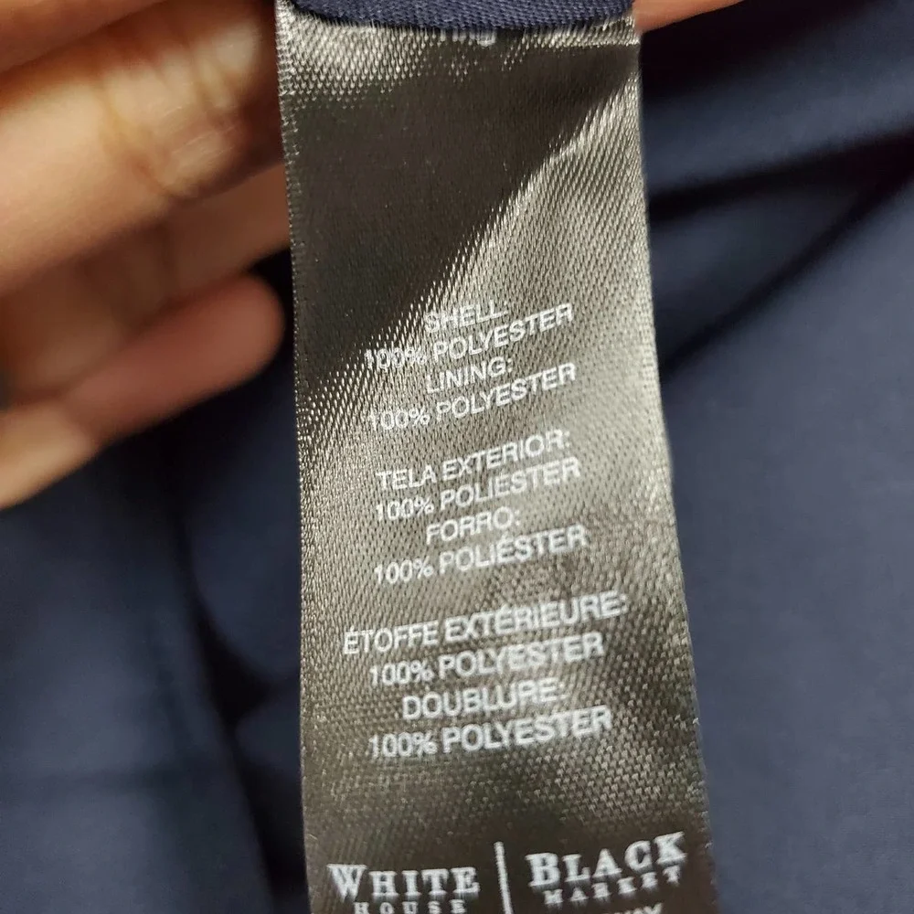 White House Black Market Soft Pleated Navy Blue Chiffon Business Skirt Size 8